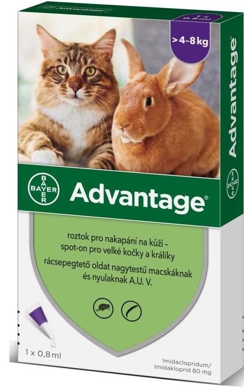 Advantage Spot-on pro kočky a králíky nad 4 kg 80 mg 1 x 0,8 ml