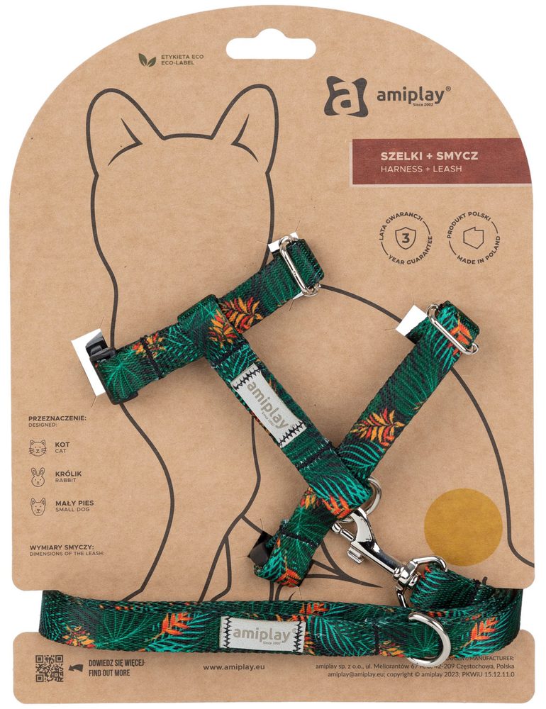 Amiplay Kšíry pro kočku s vodítkem BeHappyCat Jungle