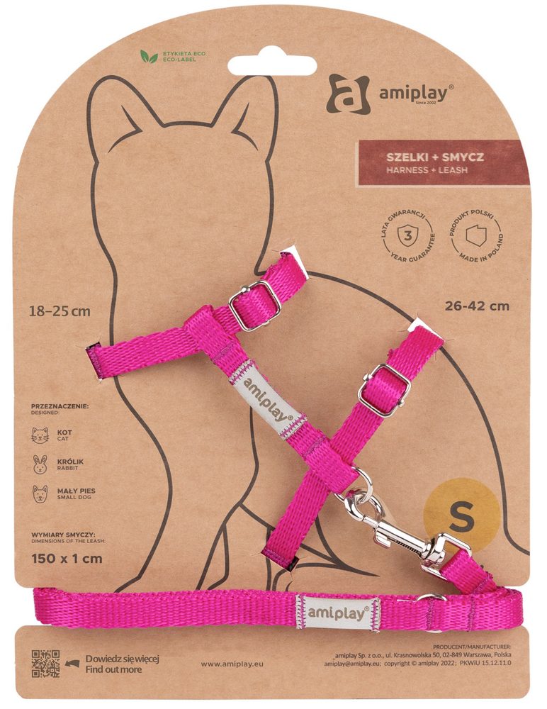 Amiplay Kšíry pro kočku s vodítkem Samba Růžové