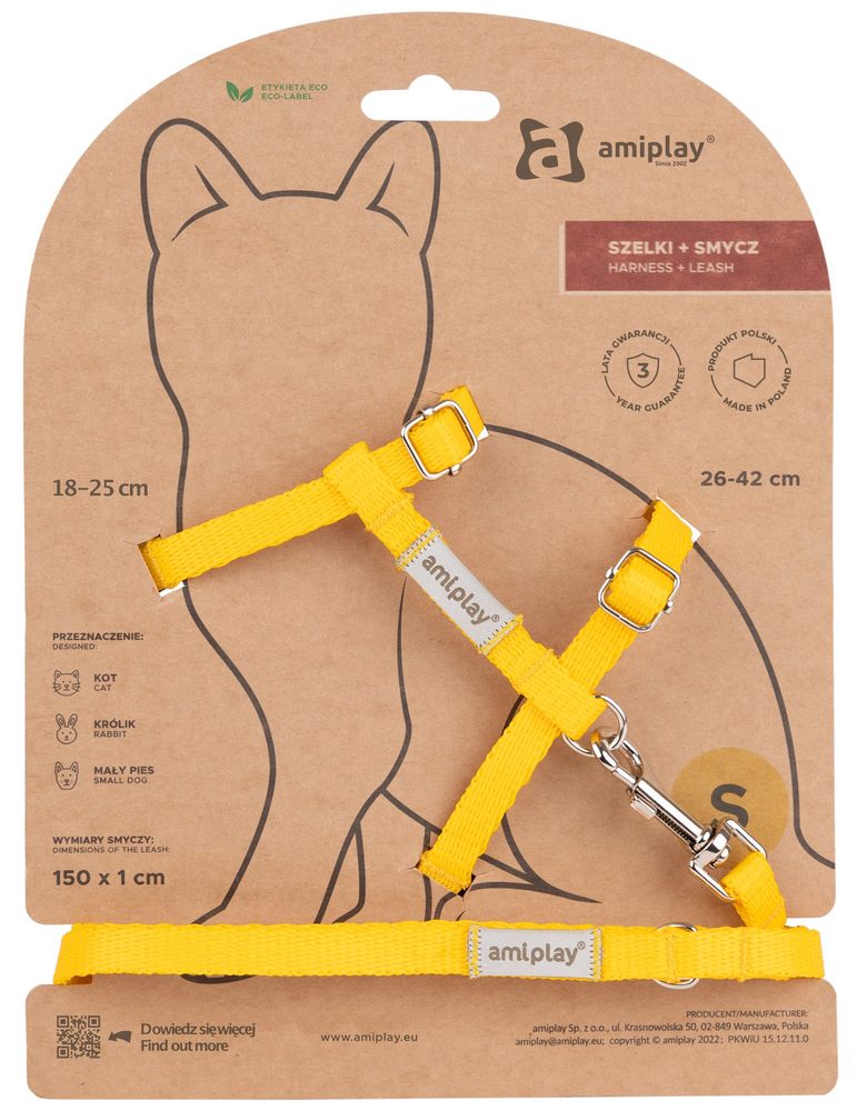Amiplay Kšíry pro kočku s vodítkem Samba Žluté | P58926
