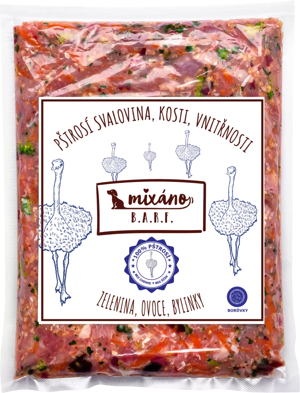 Barf Mixano pštrosí 1kg
