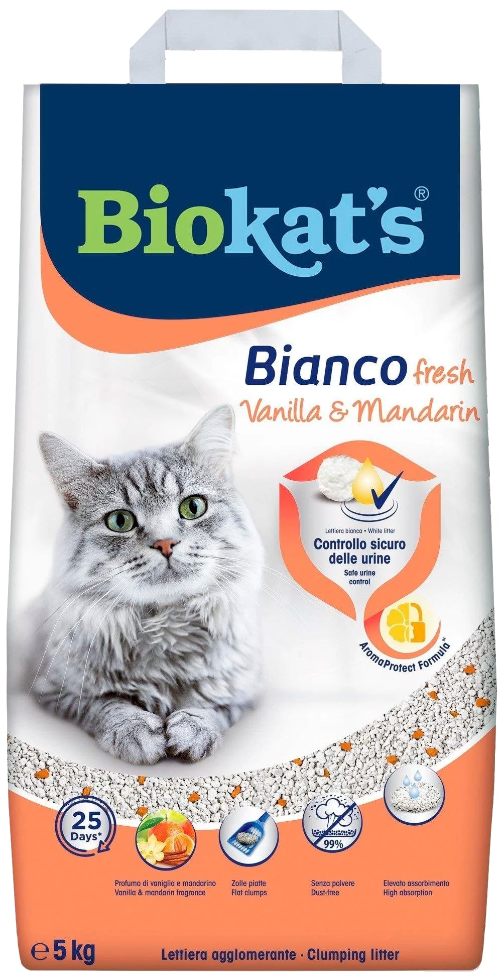 Biokat's Bianco Fresh podestýlka vanilka a mandarinka 5kg