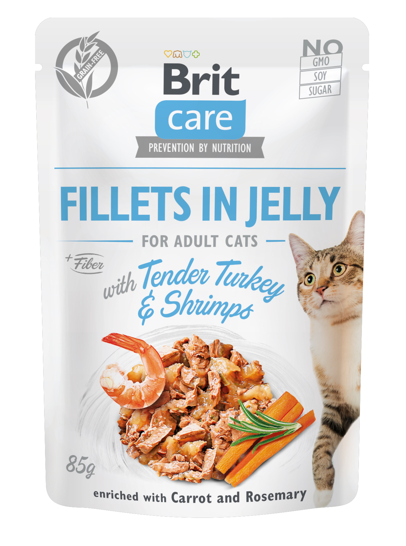 Brit Care Cat Fillets in Jelly with Tender Turkey & Shrimps 85 g