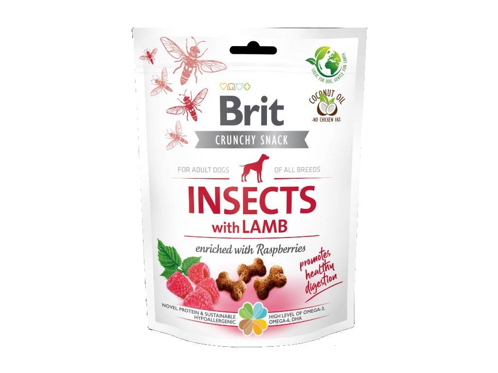 Brit Care Dog Crunchy Cracker s hmyzem, jehněčím a malinami 200 g