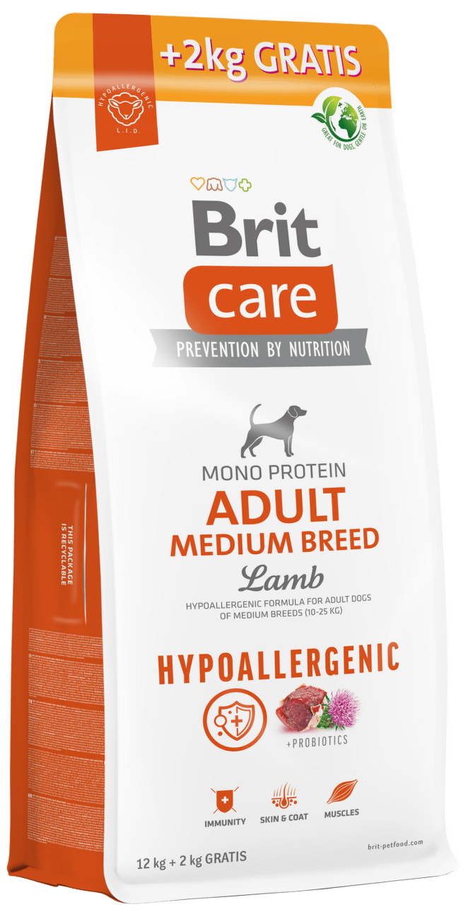 Brit Care Dog Hypoallergenic Adult Medium Breed 12+2kg