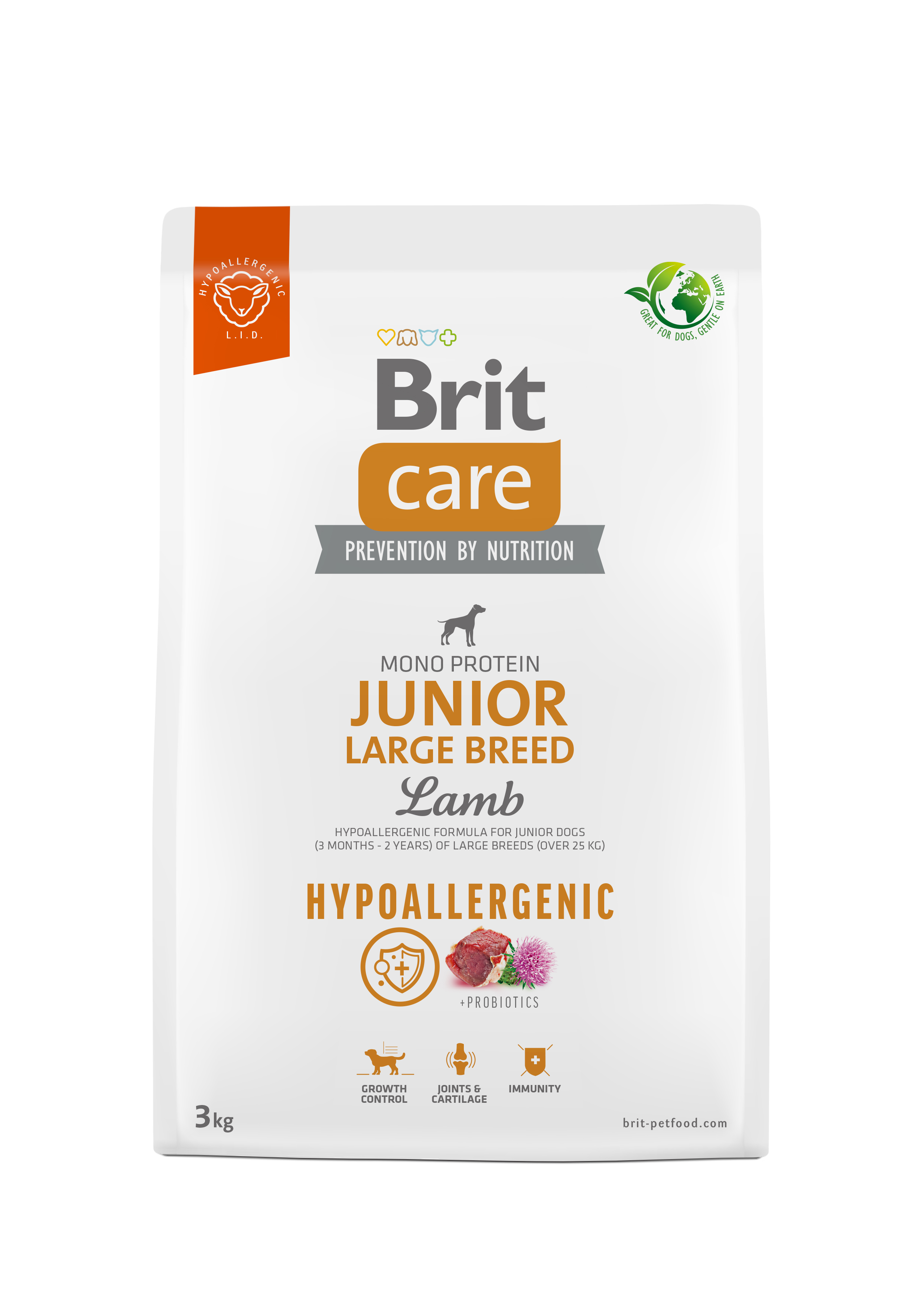 Brit Care Dog Hypoallergenic Junior Large Breed – Lamb and Rice 3 kg