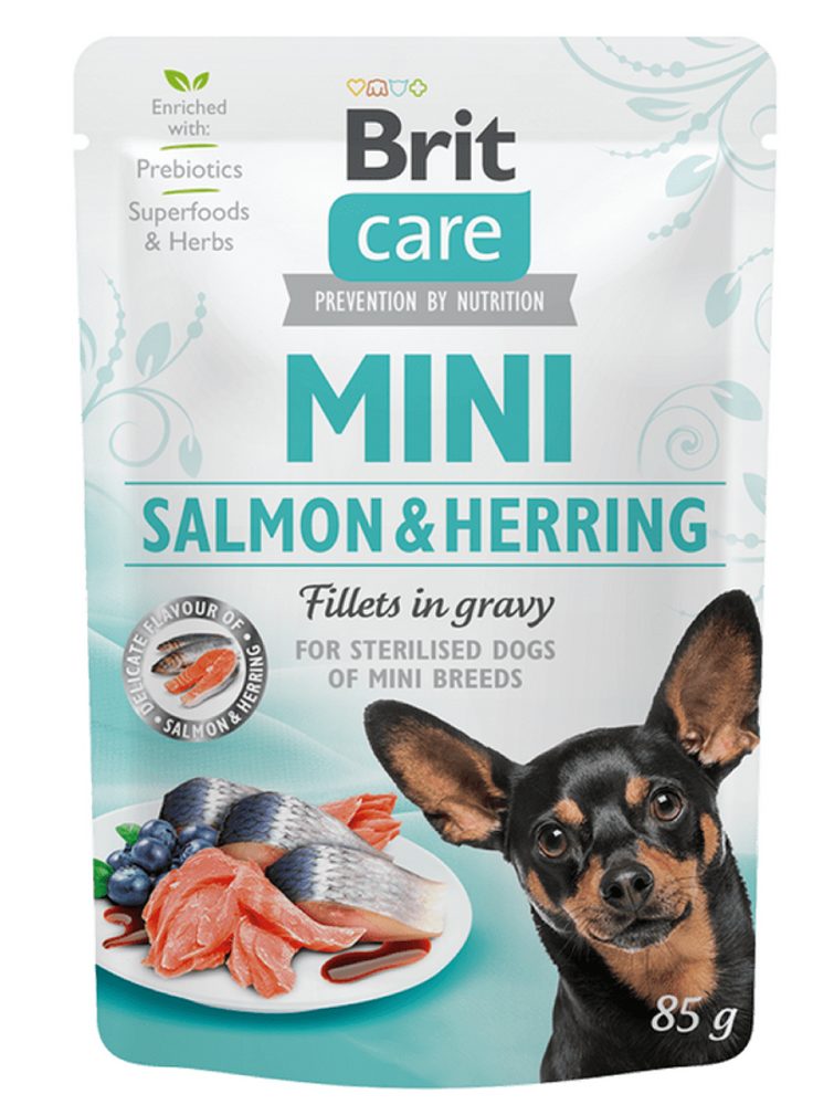 Brit Care Dog kapsička Mini Sterilised Salmon & Herring fillets 85 g