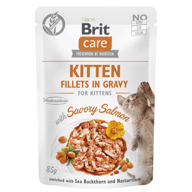 Brit Care Kap.Brit Care Cat Kitten Fillets in Gravy Savory Salmon 85 g