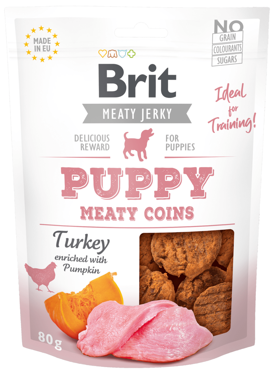 Brit Jerky Puppy Turkey Meaty Coins 80g