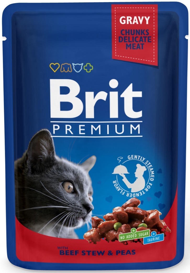 Brit Kap.Brit Cat Prem. Pouches hovězí + hrášek 100 g