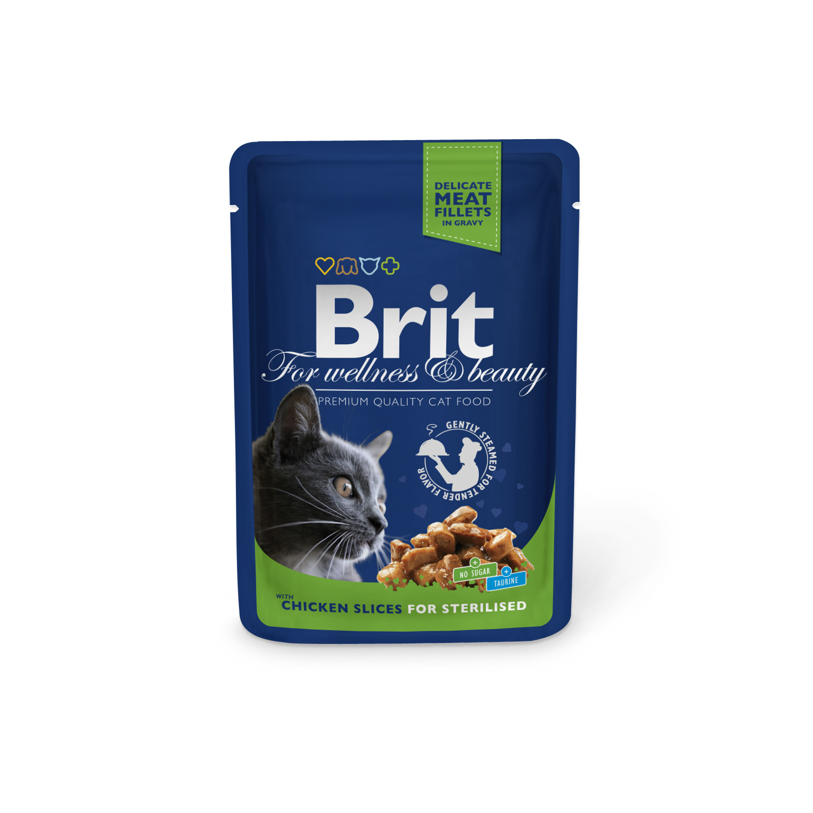 Brit Kap.Brit Cat Prem. Pouches kuřecí plátky Sterilised 100 g