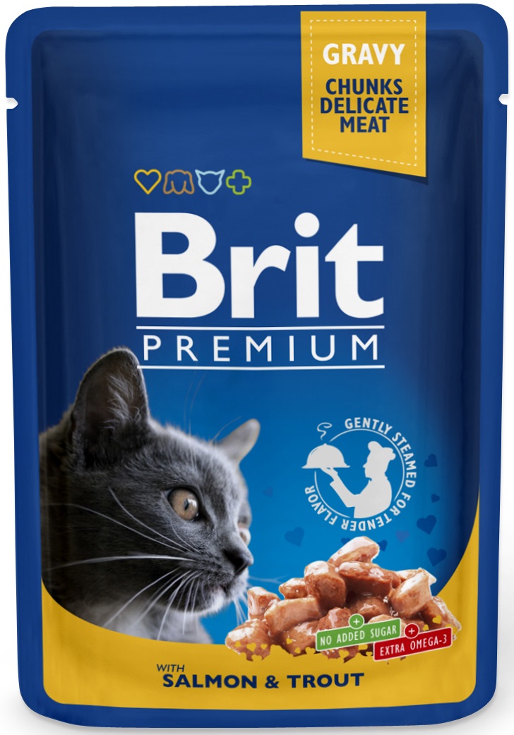 Brit Kap.Brit Cat Prem. Pouches losos + pstruh 100 g