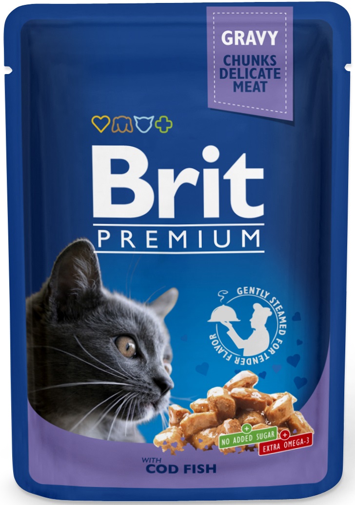 Brit Kap.Brit Cat Prem. Pouches treska 100 g