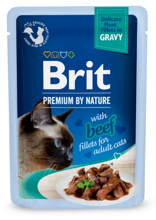 Brit Kap.Brit Prem.Cat Delic.Fillets in Gravy with Beef 85 g
