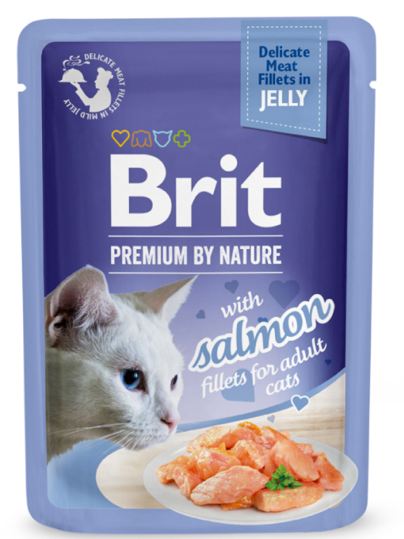 Brit Kap.Brit Prem.Cat Delic.Fillets in Jelly with Salmon 85 g