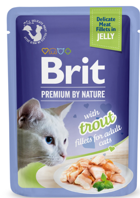 Brit Kap.Brit Prem.Cat Delic.Fillets in Jelly with Trout 85 g