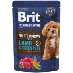 Brit Kap.Brit Premium by Nature Dog Fillets in Gravy with Lamb&Green Peas 85 g
