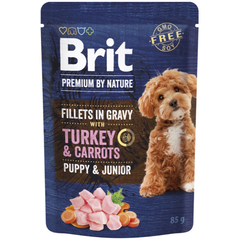 Brit Kap.Brit Premium by Nature Dog Puppy&Junior Fillets in Gravy with Turkey&Carrots 85 g