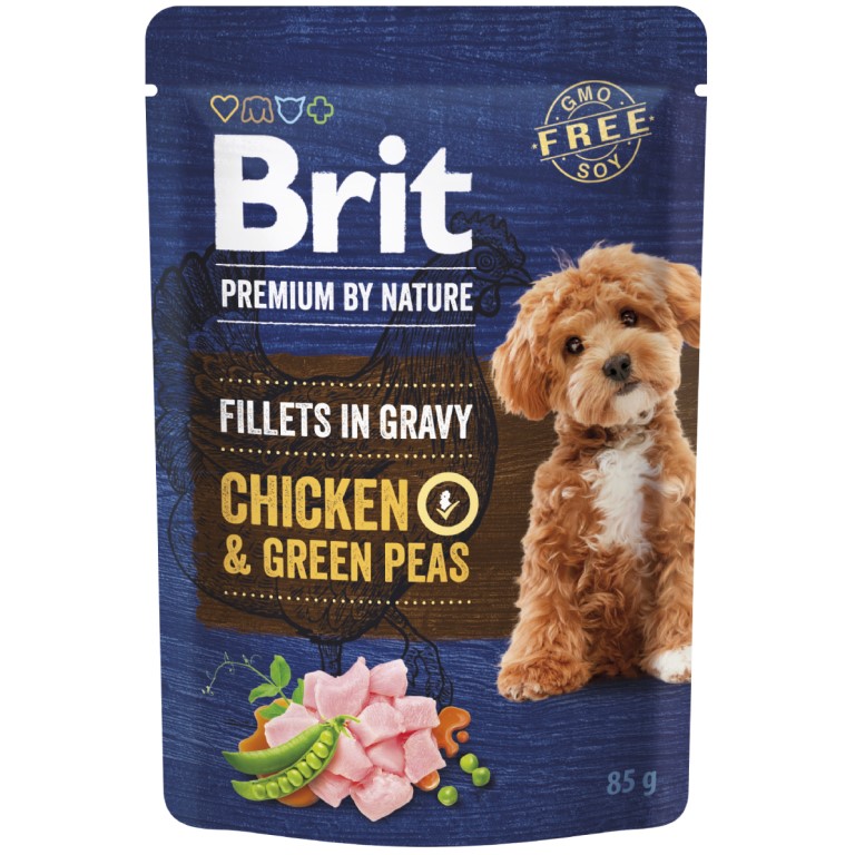 Brit Premium by Nature Fillets in Gravy Chicken&Green Peas kapsička pro psy 85 g