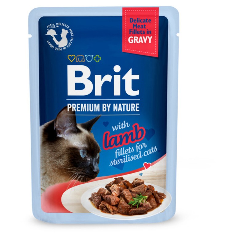 Brit Premium Cat Delicate Fillets in Gravy with Lamb for Sterilised 85 g