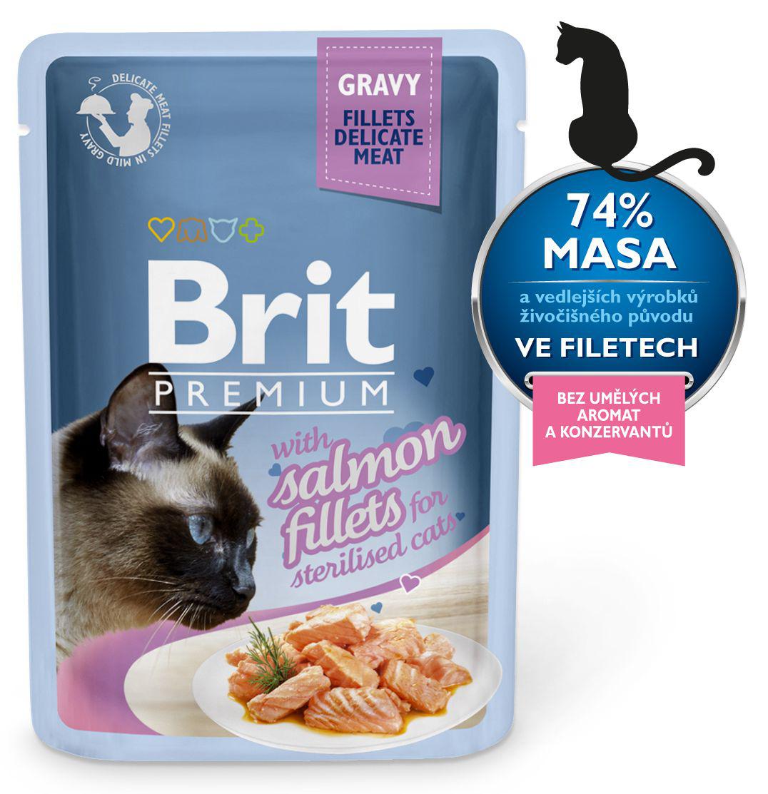 Brit Premium Salmon Fillets For Sterilized Cats in Gravy - 85g