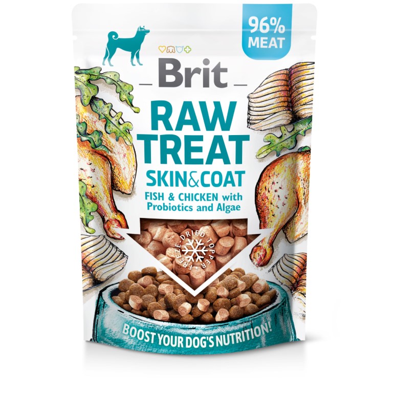 Brit RAW TREAT Skin&Coat Fish&Chicken pamlsky pro psy 40 g