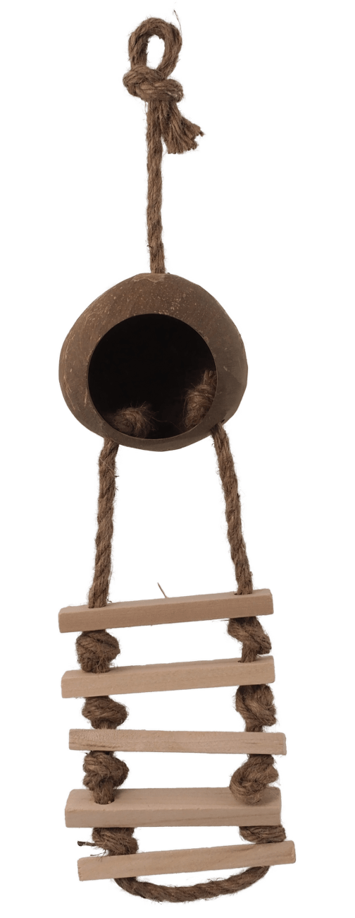 Budka Epic Pet kokos s dřevěným žebříkem na laně 45cm