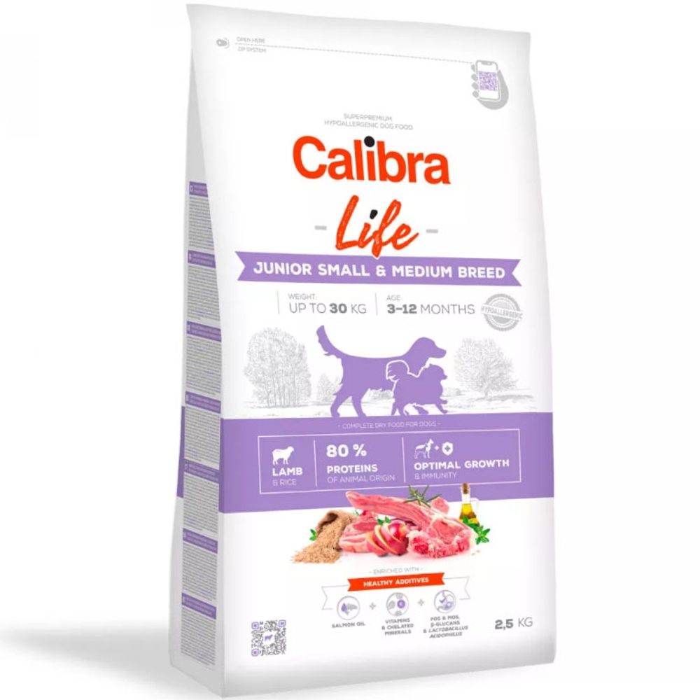 Calibra Dog Life Junior Small & Medium Breed Lamb 2,5 kg | Granule pro psy | P57110