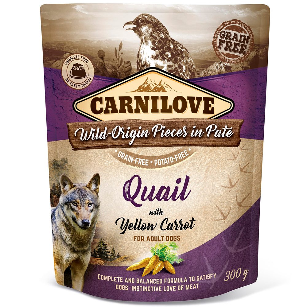 Carnilove Dog Pouch Paté Quail with Yellow Carrot 300 g