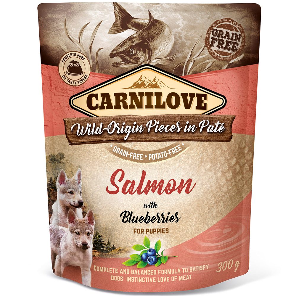 Carnilove Dog Pouch Paté Salmon with Blueberries for Puppies 300 g