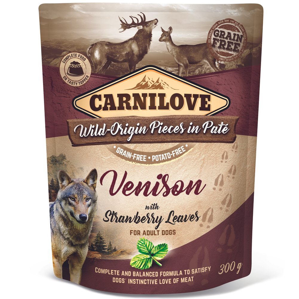 Carnilove Dog Pouch Paté Venison with Strawberry Leaves 300 g