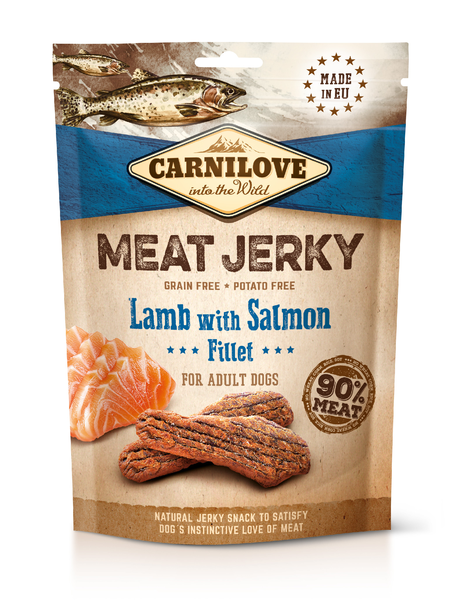 Carnilove Jerky jehneci filet s lososem 100 g
