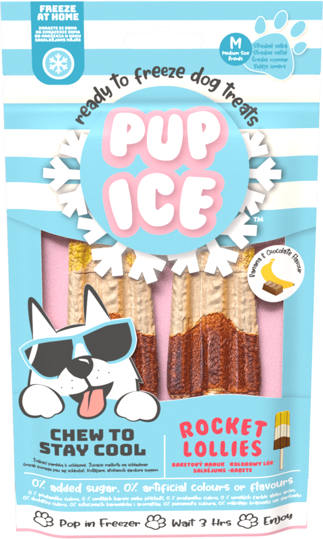 Chladící pochoutka Pup Ice zmrzlina pro psy banán, karob 2ks 90g