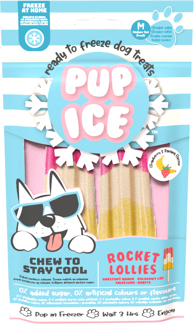 Chladící pochoutka Pup Ice zmrzlina pro psy jahoda, banán 2ks 90g