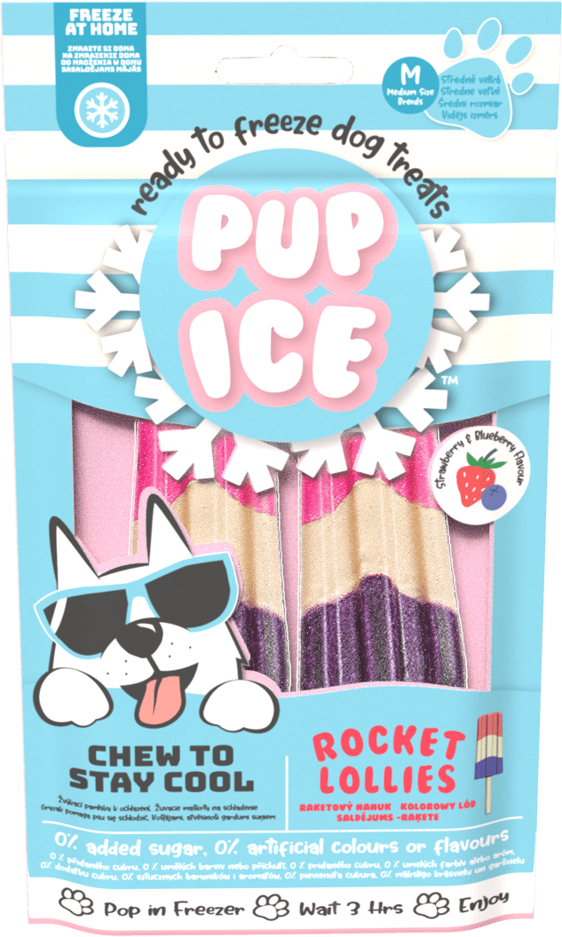 Chladící pochoutka Pup Ice zmrzlina pro psy jahoda, borůvka 2ks 90g