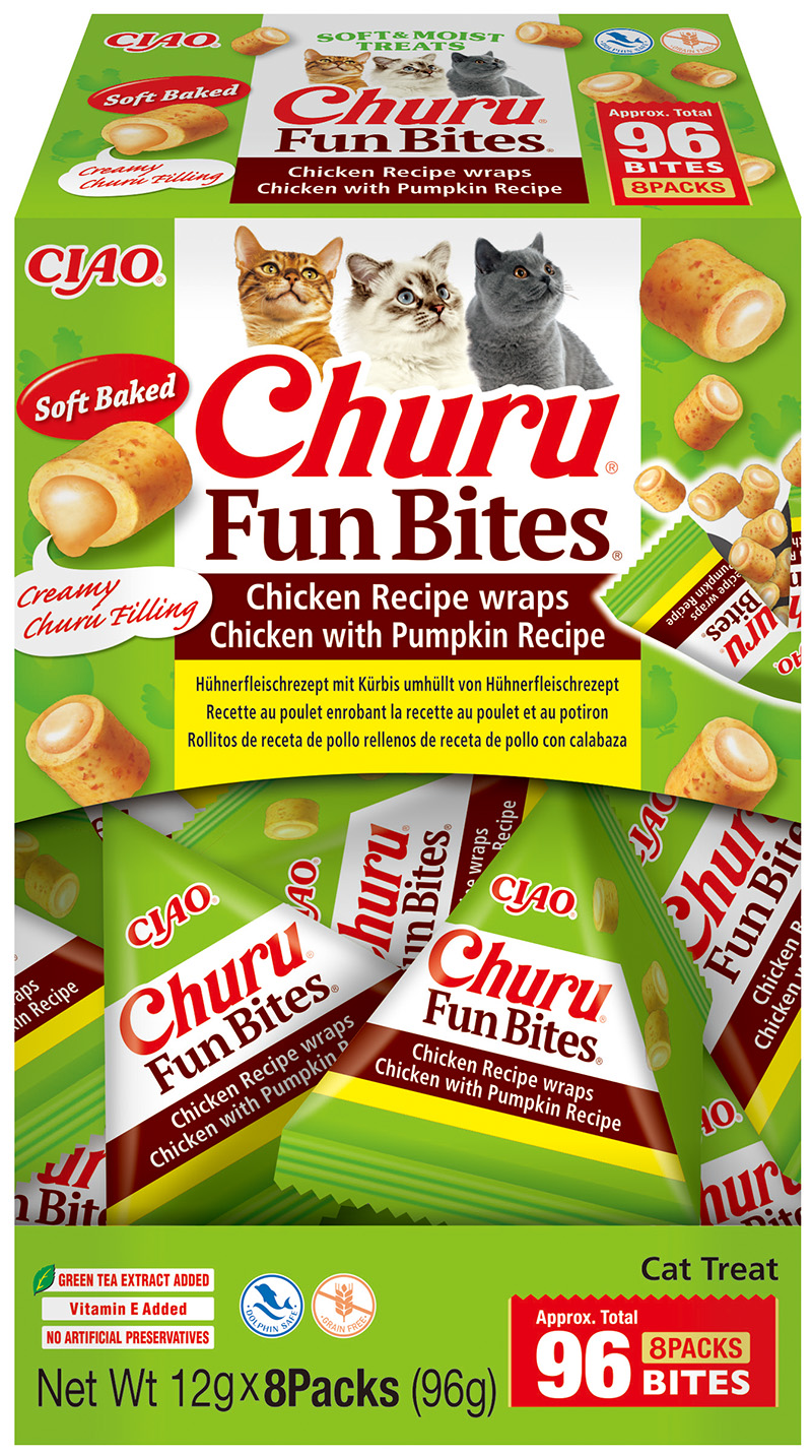 Churu Cat Fun Bites – kuřecí s náplní kuře s dýní 8x12g