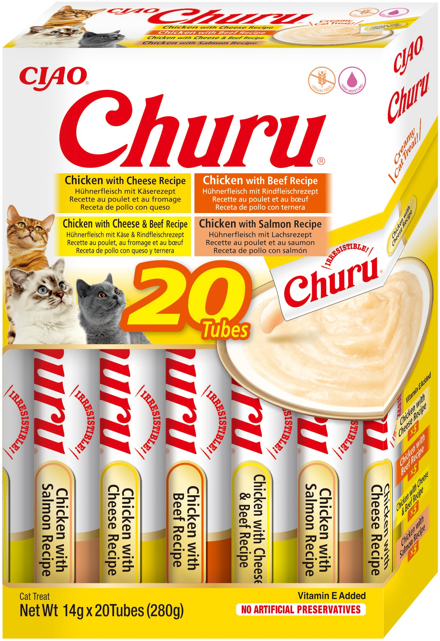 Churu cat masové pyré mix - kuře, hovězí 280 g (balení)