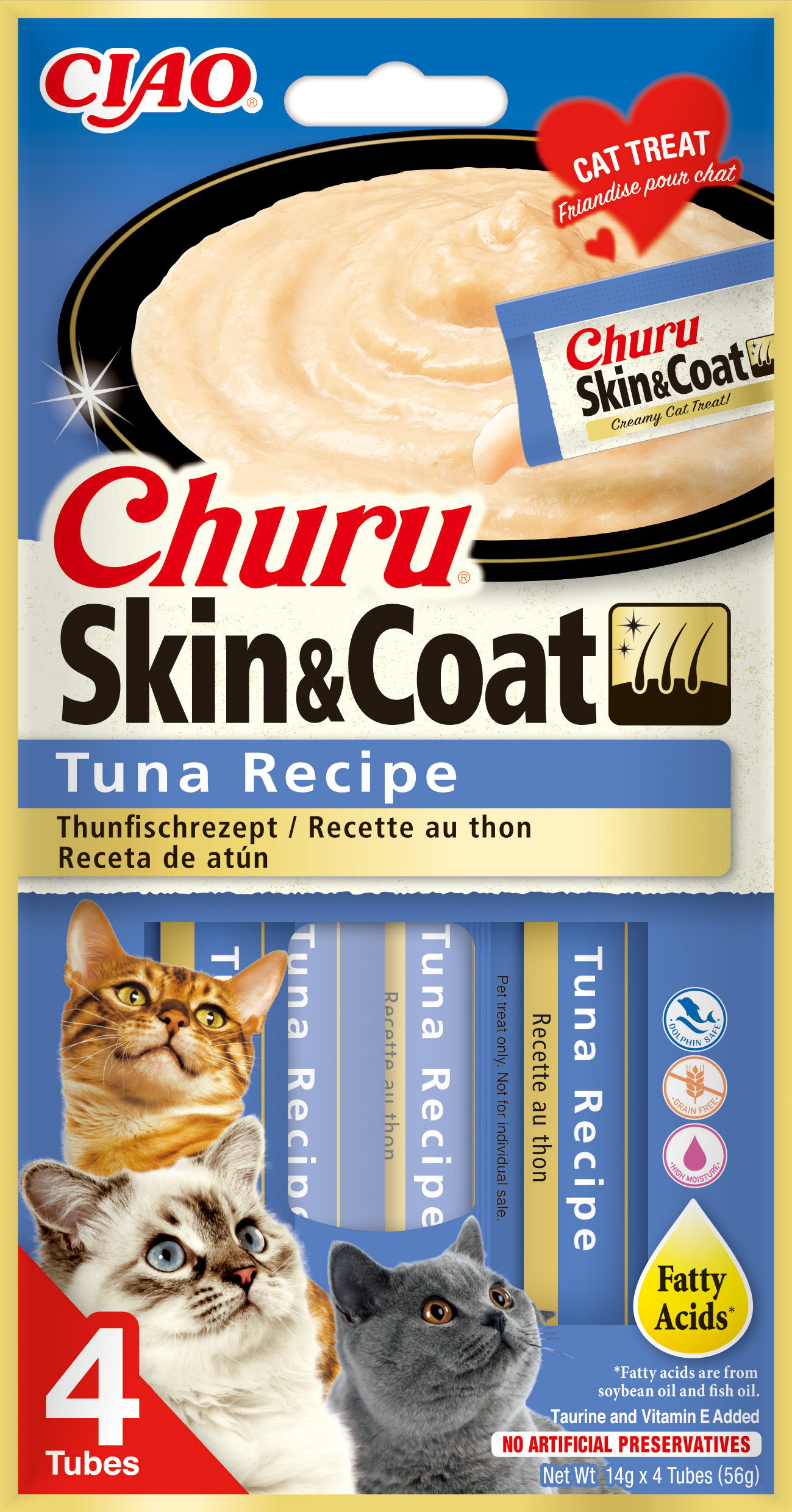 Churu cat masové pyré pro krásnou srst a kůži - tuňák 4x14g