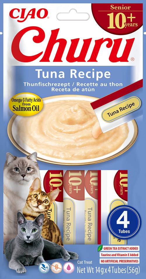 Churu Cat Senior masové pyré – tuňák 4×14g