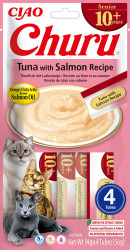 Churu Cat Senior masové pyré – tuňák, losos 4×14g