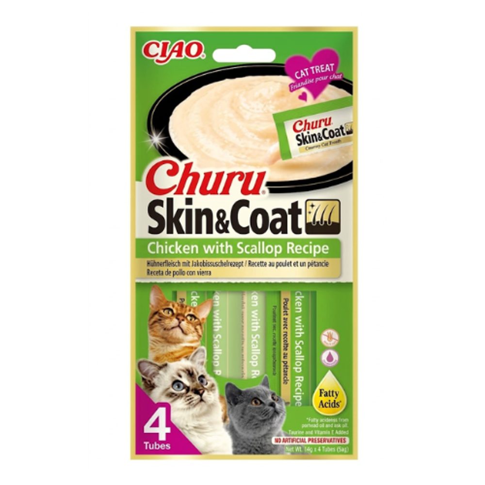 Churu Cat Skin&Coat Chicken with Scallop Recipe 4x14g | P58785