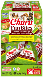 Churu Dog Fun Bites – kuřecí s náplní kuře s dýní 8x12g