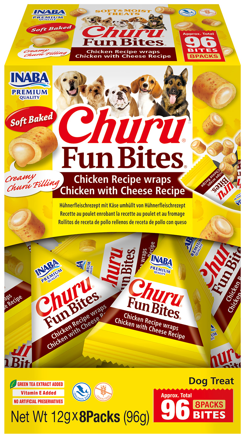 Churu Dog Fun Bites – kuřecí s náplní kuře se sýrem 8x12g