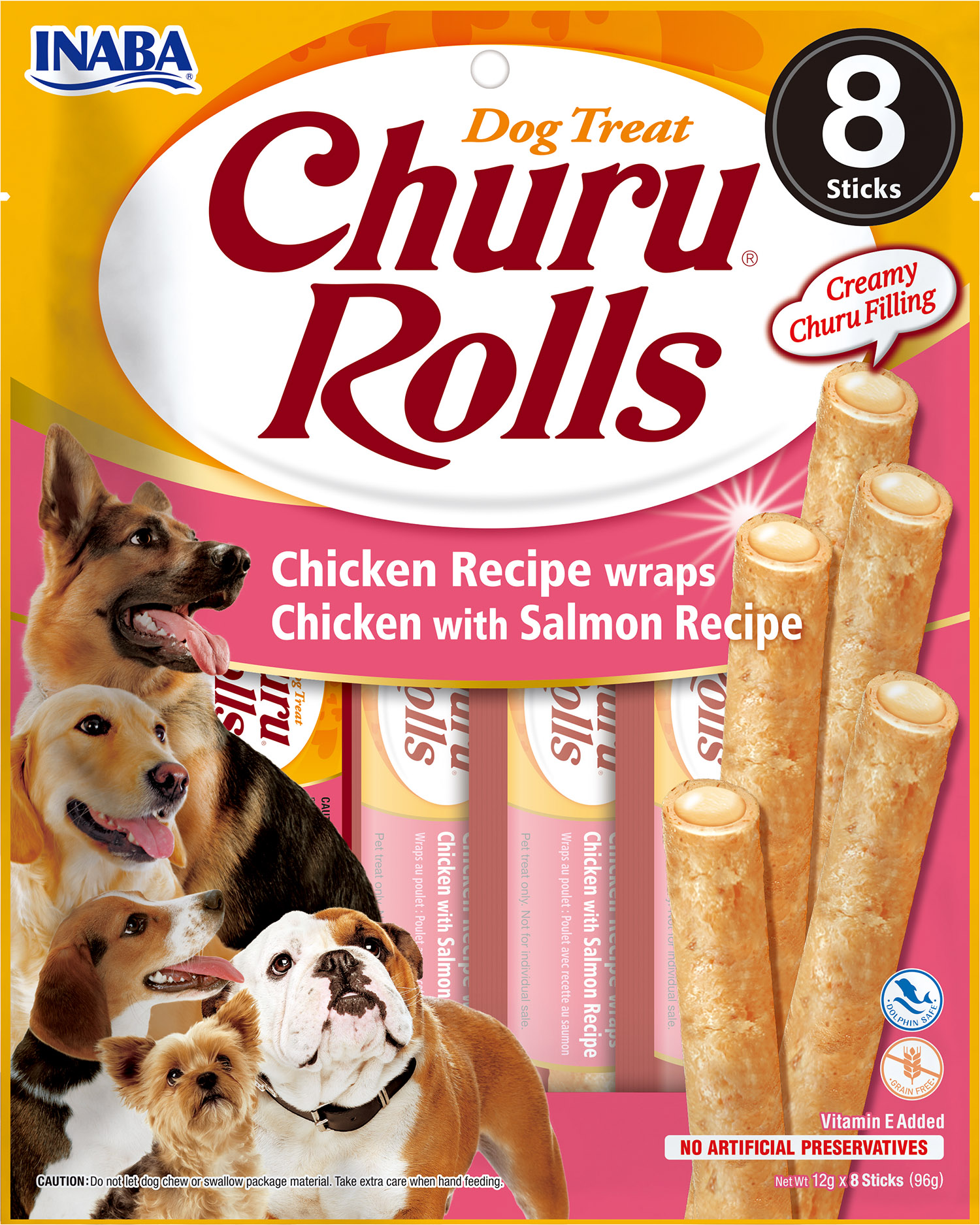 Churu dog tyčinky - kuře, losos 96 g