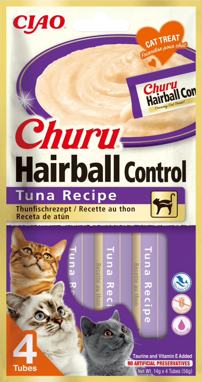Churu lízací pochoutka Hairball tuňák 4x14g