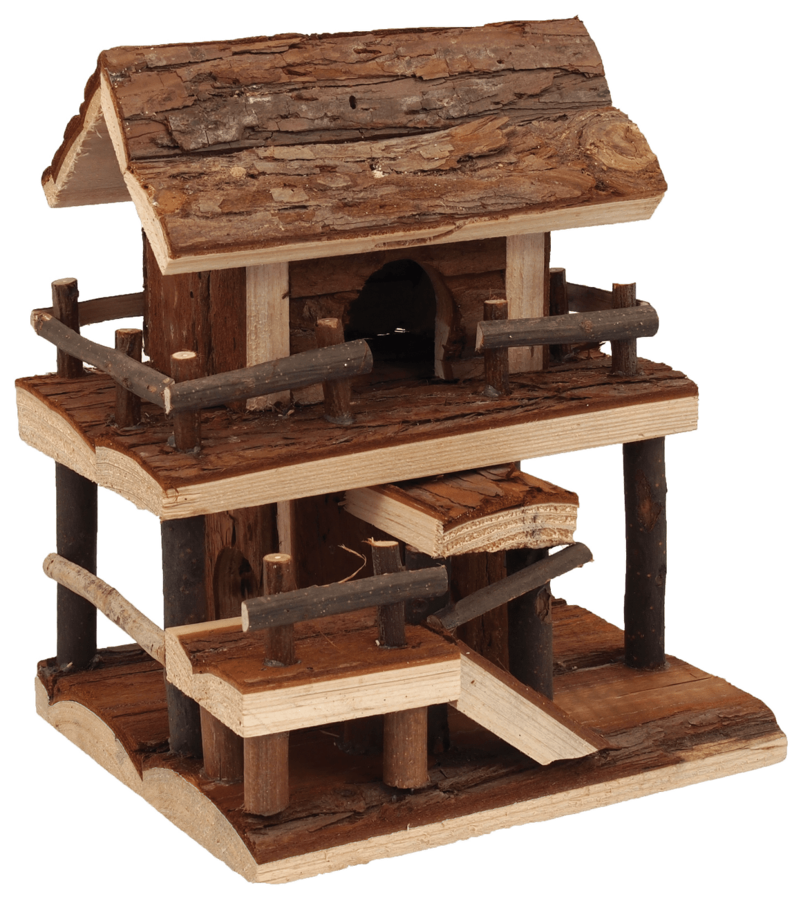 Domek Small Animals dvoupatrový s kůrou 20cm