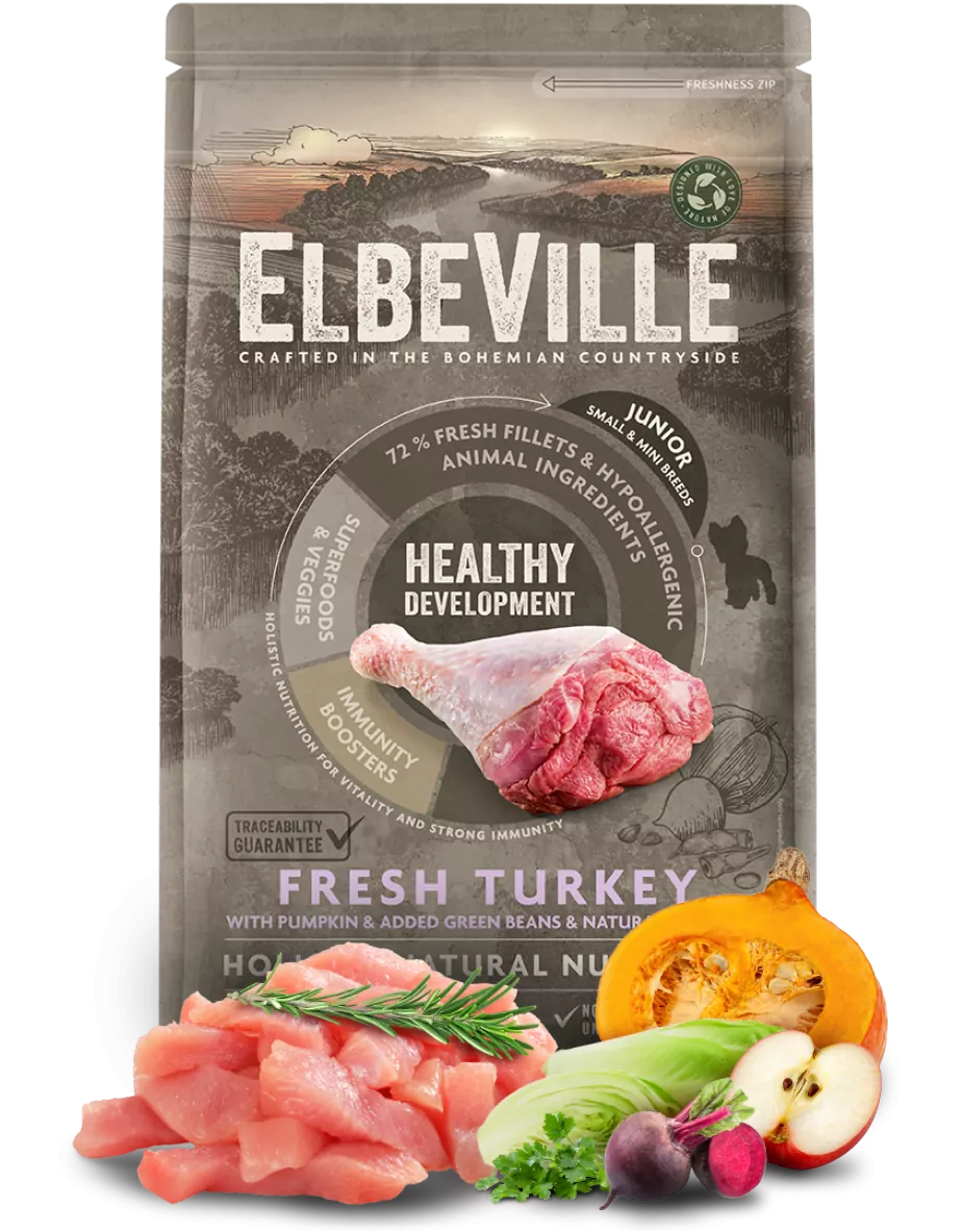 ELBEVILLE Puppy and Junior Mini Fresh Turkey Healthy Development 1,4kg