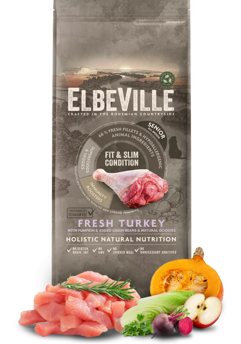 ELBEVILLE Senior All Breeds Fresh Turkey Fit and Slim Condition 11,4kg