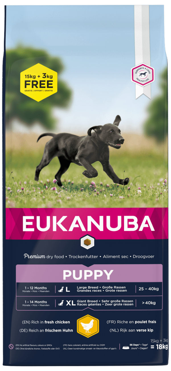 Eukanuba Puppy Large 15kg + 3kg zdarma