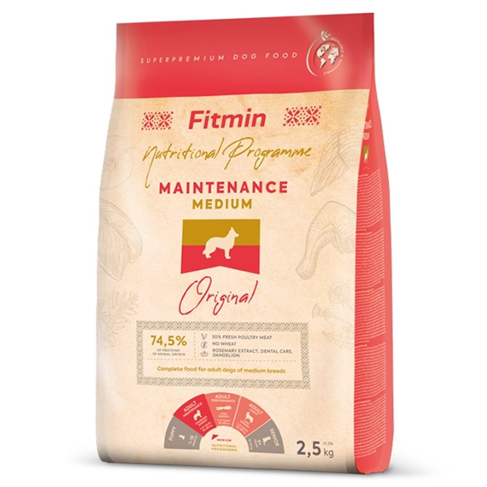 Expirace 12.5. 2026: Fitmin Dog Medium Maintenance 2,5 kg